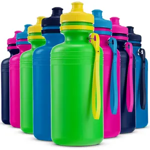 Bulk Water Bottles For Kids - (Pack of 12) 18 Oz - 7.5 Inch BPA-Free Plastic with Pop-up Tops & Handles for Sports, Summer, Reusable Water Bottles Bulk For School