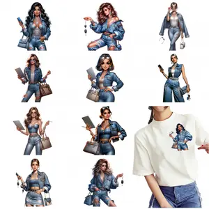 12 Pack Women's Fashion DTF Heat Transfer Stickers Iron on Patches for DIY T Shirt Apparel Birthday Festival Gifts Trendy Clothing Decor DIY Material