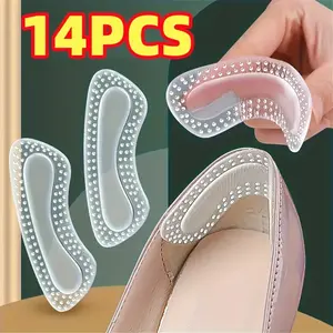 14pcs Gel Insoles for Women Non Slip Foot Inserts Protective Pads for Loose Fitting Shoes Anti Chafing Blisters Relief Comfort for High Heels Sneakers