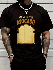 100% Cotton I'm With The Avocado Toast Easy Halloween Matching Costume T-Shirt Women's Men's Graphic Tee Crew Neck summer vacation Tops