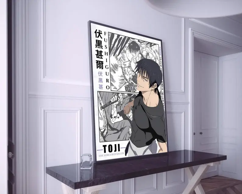[Sale up to 30%] + [FREE SHIP]+[NO FRAME] Jujutsu Kaisen Anime Poster, Toji Fushiguro Manga Art Print, Vintage Minimalist Anime Wall Decor