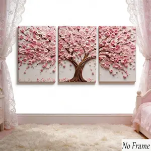 3 Piece Cherry Tree Poster Set, Modern Wall Art for Living Room, Bedroom, Hallway, Room Decor, Sakura Wall Art