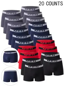 20 pcs men's flat cornered underwear, fashion and comfort, lightweight sports underwear, suitable for all seasons, at home, loose and casual Men's underwear, Men's four cornered underwear, Boxer Briefs Set
