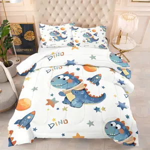 Cartoon dinosaur print pattern bedding set, including 1 blanket and 1 or 2 pillowcases without pillowcases, soft children's or adult bedroom decoration gift