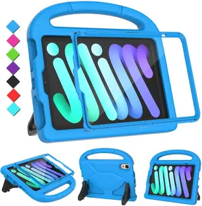 Case for iPad Mini 7 (A17 Pro) 2024 / Mini 6 2021, iPad Mini 7th/6th Generation Case with Screen Protector, Durable Shockproof Handle Stand Protective Cover for iPad 8.3 Inch, Blue