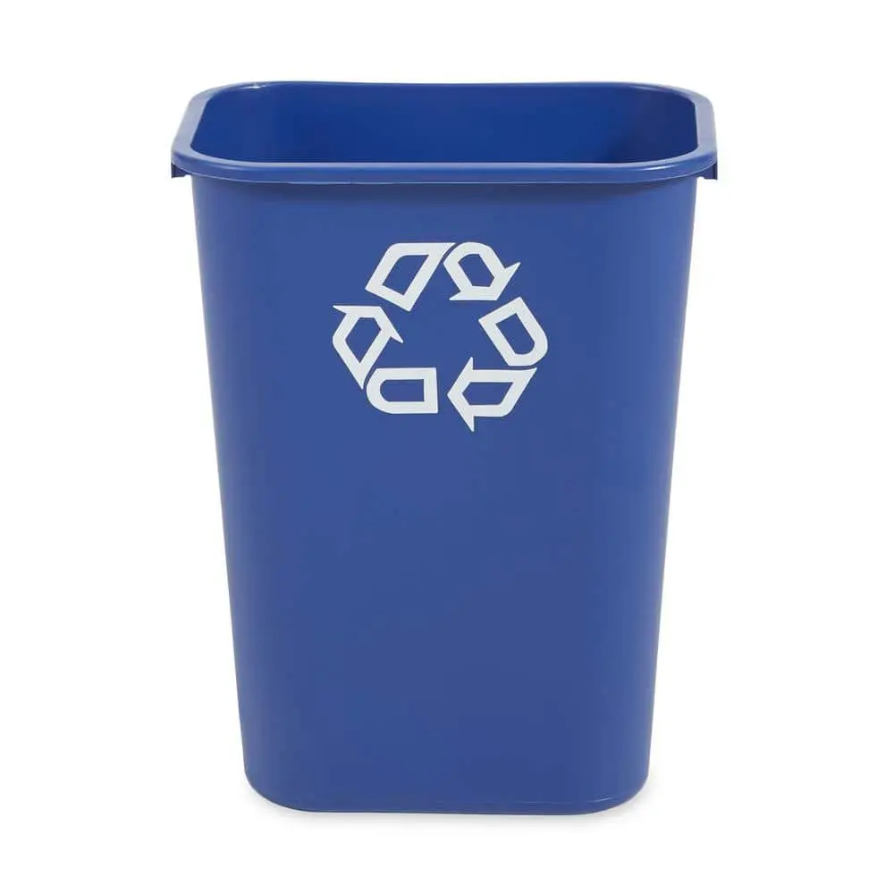 10.38 Gal. Blue Plastic Indoor Recycling Bin For Offices/Warehouses/Commercial Environments