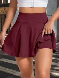 Women's Solid High Waist Skort, Casual Fashionable Short Skirt for Daily Outdoor Wear, Ladies Bottoms for Spring, Athletic Skort