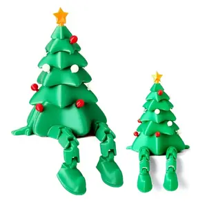 3D Printed Christmas Tree Desktop Decoration with Hinged Legs, Cute Holiday Desk Figure for Room & Office Decor, Perfect Gift Idea