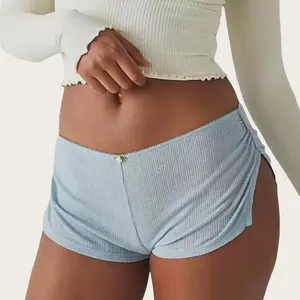 Y2k Sexy Micro Shorts for Women Low Waist Side Slit Boy Shorts Slim Pajamas Shorts Lounge Pj Bottoms Cute Womenswear Underwear Comfort Minimalist babydoll