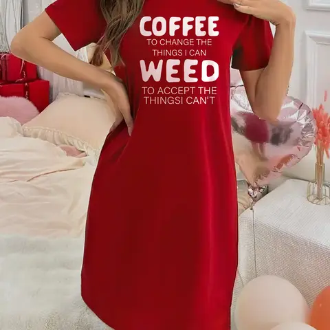 Soft Micro Elastic Summer White Heart Print Short-Sleeved Crew Neck Night Dress - Machine Washable, Casual, Comfortable Homewear For Women vestido  de nightdress woman Cute Short ash trevino gown mariana Red Springtok night gown women Crewneck Shortsleeve