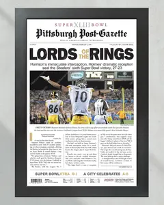 2009 Pittsburgh Steelers Superbowl XLIII Framed Front Page Newspaper Front Page Print