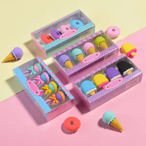 16 Pcs 3D Cute Mini Ice Cream Donut Take Apart Erasers Cool Fun Puzzle Desk Pet Erasers for Kids Girls