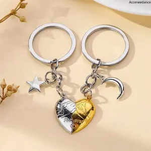 Magnetic Heart & Matching Star-Moon Keychain Set, Forever Love Sentimental Keepsake, Mothers Day Gifts Ideas For Her (Fashion Accessories)
