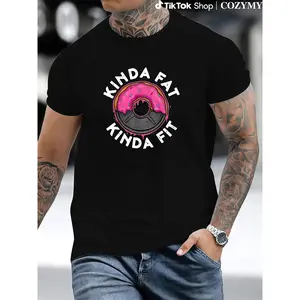 Comfort Cotton Short Sleeve T- Shirt NEW! Gym Workout Kinda Fat Kinda Fit Funny Doughnut Gift T-Shirt - MADE IN USA