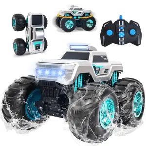 1:14 Amphibious Remote Control Car, Double Wheelie RC Trucks, 2.4GHz Waterproof Monster Truck Toy, 35+ Min Play, 4WD Off-Road Vehicle for Boys & Girls 6-12+, All-Terrain Grass/Pool/Sand