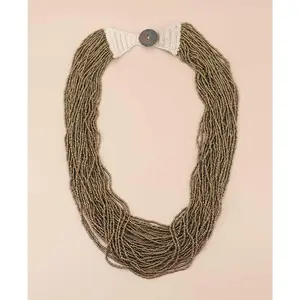 Antique Gold-Tone Beads Crochet Statement Necklace