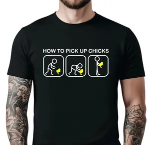 How to Pick Up Chicks Shirt for Men | Funny Quote T-Shirt for Guys | Short Sleeve Meme Tee | Humorous Men's Gift