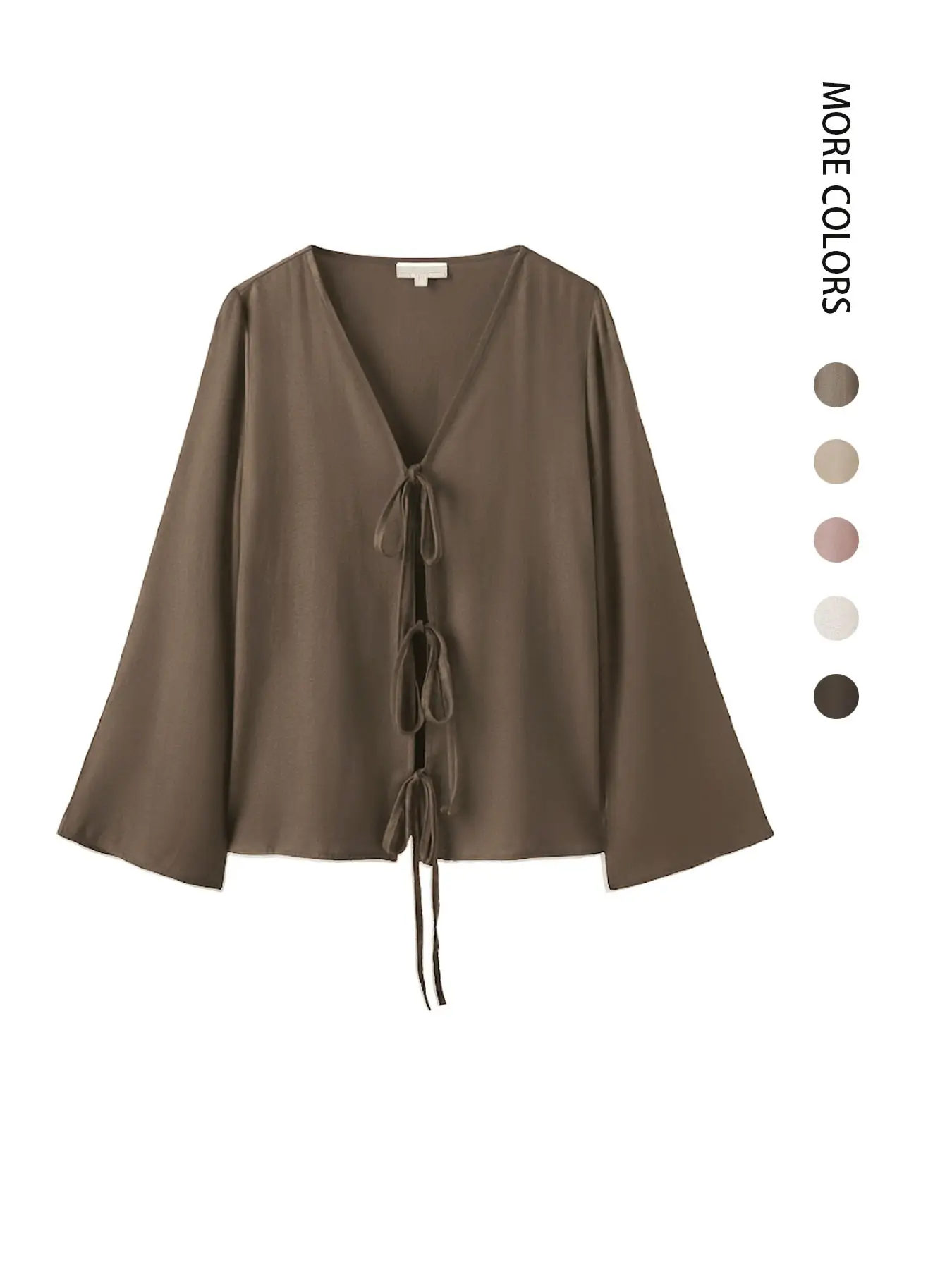 Women's Lightweight Linen Tie-Front Long Sleeve Top, Casual Summer Fashion, Breathable & Comfortable Design, Perfect for Daily Wear