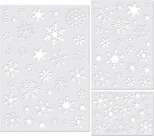 Christmas Snowflake Stencil Template, Reusable Plastic Craft Drawing Painting Stencil Journal Template for Window Glass Wall Door Card Scrapbook Notebook Holiday Xmas Snow Flake Art DIY Project Jmkcoz