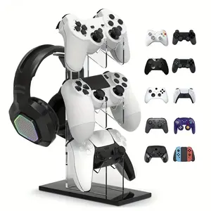 Game Controller Headphone Display Stand, Headphone Hanger, Headset Holder, Acrylic Controller Holder, Game Controller Storage Rack, Console Accessories for PS5 PS4 PS3 Switch, for Xbox