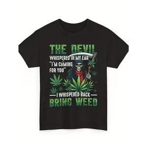 Men's Graphic T-Shirt - Ultra Soft Breathable Moisture-Wicking Crew Neck Tee with Devil Print, Casual Summer & Year-Round Wear, Comfort Fit Suitable for - Everyday Essential for Men
