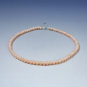 A649-42-H 5-6mm Non-nucleated Orange Pearl Necklace fresh water pearls for birthday/anniversary/holiday /retirement/ graduation presents