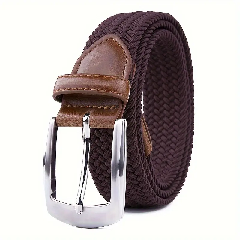 [Full Sizes Stretch Braided Belts] Canvas Elastic Fabric Woven Stretch Braided Belts for Men Women Junior with Multicolored/Full Sizes, Father's Day Gift  Brown