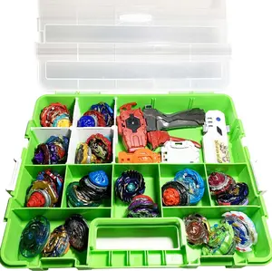 Display Storage Container Box, Compatible with Mini Toys, Small Dolls, Tools Beyblade, Heavy Duty Organizer Carrying Case, 17 Adjustable Compartments, Toys not included