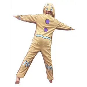 Cozy Polar Fleece Gingerbread for Man Onesie - Warm & Soft Long Sleeve, Hooded Pajama Jumpsuit for Adults, Perfect for Fall/Winter Cosplay & Sleepwear, Gingerbread Pajamas