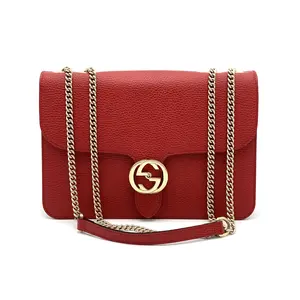 Pre-owned GUCCI Leather Top Handle Bag Interlocking Shoulder Bag Medium #3750