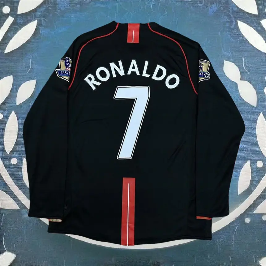 0708 Vintage Long Sleeve Soccer Jersey AwayCR 7 Champions League Edition