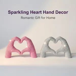 Double Color Sparkling Heart Hand Sculpture, Luxurious Home Decor Soft Furnishing, Valentine's Day Wedding Gift