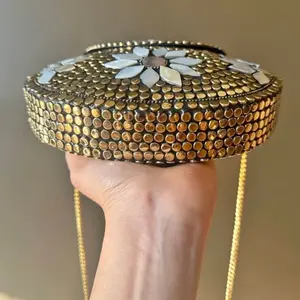 Handmade Indian Mosaic Metal Clutch Purse | Vintage Style Sling Bag