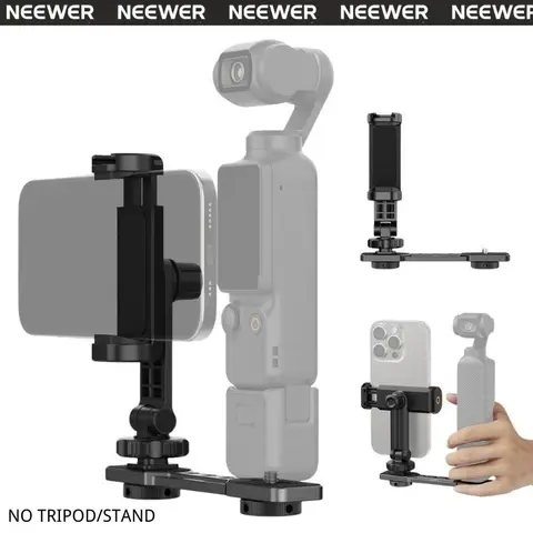 NEEWER AC021 Durable Aluminium Camera Accessories, Custom Adjustable Smartphone Stand with Cold Shoe, Tripod Mount for DJI Osmo Pocket 3-4, Content Creators’ Vlogging Gear