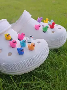 14-Piece 3D Pet Duck Shoe Decor Set with Glasses, Cute Animal Theme Shoes Accessories, Unisex Birthday Party Gift, Shoe Charms