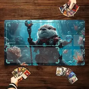 [Sale off up to 65%][Free Ship] Magic Card Playmat with zone Fantasy magic otter MTG playmat gathering gaming mats Desk Mat Commander Battle playmat magic mat