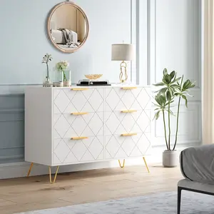 6 Dresser Bedroom with Large Capacity, Chest of Drawers Wooden Dresser with Metal Handle, Pink Dresser for Bedroom,Living Room,Hallway and Entryway, Large Capacity Clothing Storage Cabinet