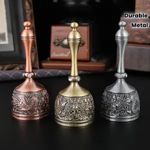 Burronwood Vintage Hand-Cranked Bell - Ornate Brass Wedding/ Temple/Classroom Bell With Clip Attachment, Manual Ring For, Events & For Diwali Ceremonies - Durable Metal Call Bell (No /)
