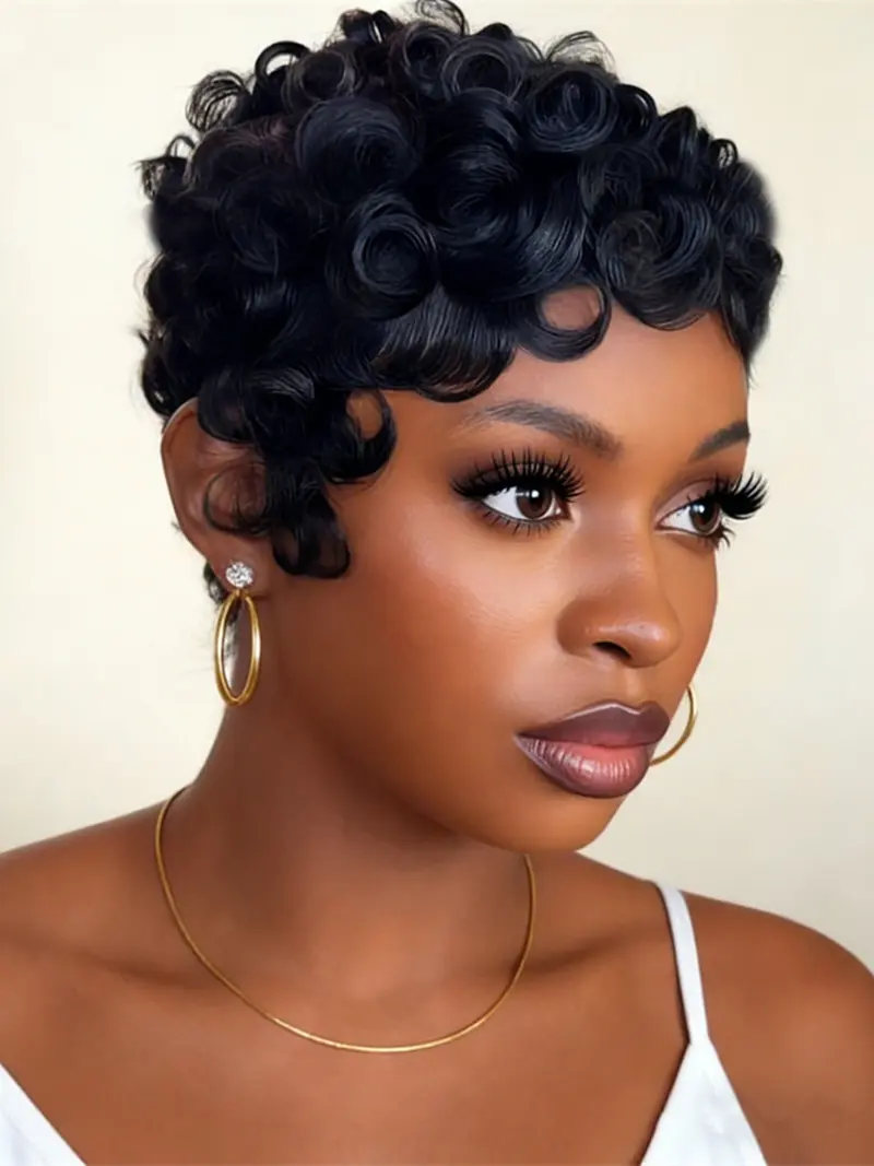 pixie wig 13X4 frontal lace Glueless Bob Wig pixie cut human  display picture 1