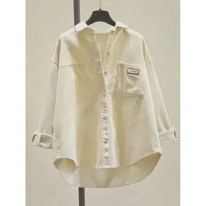 Women’s corduroy button-down shirt, relaxed fit, casual long sleeves, fashion cardigan jacket, oversized blouses/tops for Fall 2024