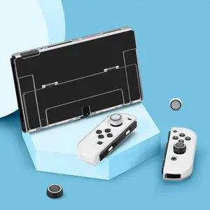 Transparent Hard Case Compatible with Nintendo Switch OLED, 1 Count Protective Case with Openable Bracket, Shockproof & Anti-scratch Protector