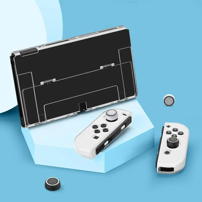 Transparent Hard Case Compatible with Nintendo Switch OLED Console, 1 Count Protective Case with Openable Bracket, Shockproof & Anti-scratch Protector, Game Peripherals