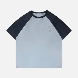 Aelfric Eden Contrast  Raglan Sleeve Tee  Oversized Dropped Shoulder Fit Raglan Sleeve Color Block Detail  Retro Sporty Streetwear Unisex Top