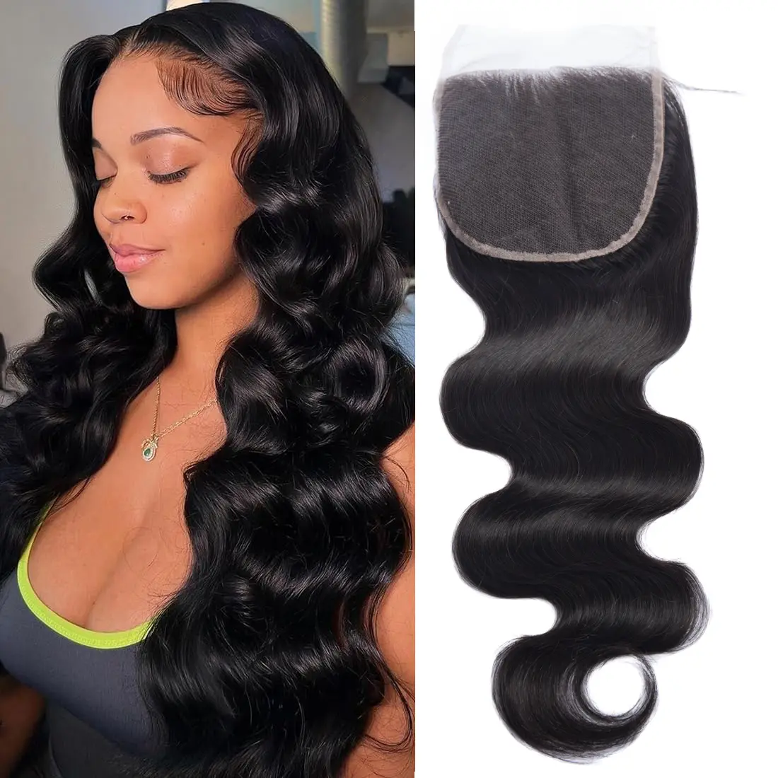Msgem Hair Body Wave 5x5 Ultra-thin Transparent Lace Closure  12A  Virgin Human Hair Closure Free Part Pre Plucked with Baby Hair Natural Black #SummerWins#DealsForYouDays#tiktokshopdealsforyoudays