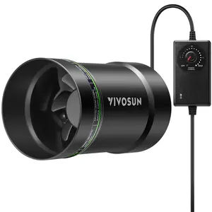 VIVOSUN 4” Inline Booster Duct Fan with Speed Regulator, 130 CFM Quiet Exhaust Fan for HVAC Ventilation in Grow Tents, Basements, Bathrooms, Kitchens, and Attics