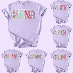 [ORCHID] Custom Comfort Colors Mama T-Shirt, Personalized Floral happiness is being a Grandma Shirt, Grandparent Gift, Nana Auntie Mimi Gigi Shirt