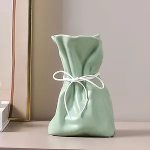 Minimalist Unique Shaped Folded Small Pouch Vase, Elegant Addition to Living Room Table, Dining Table Centerpiece, Perfect for Home and Dining Decor