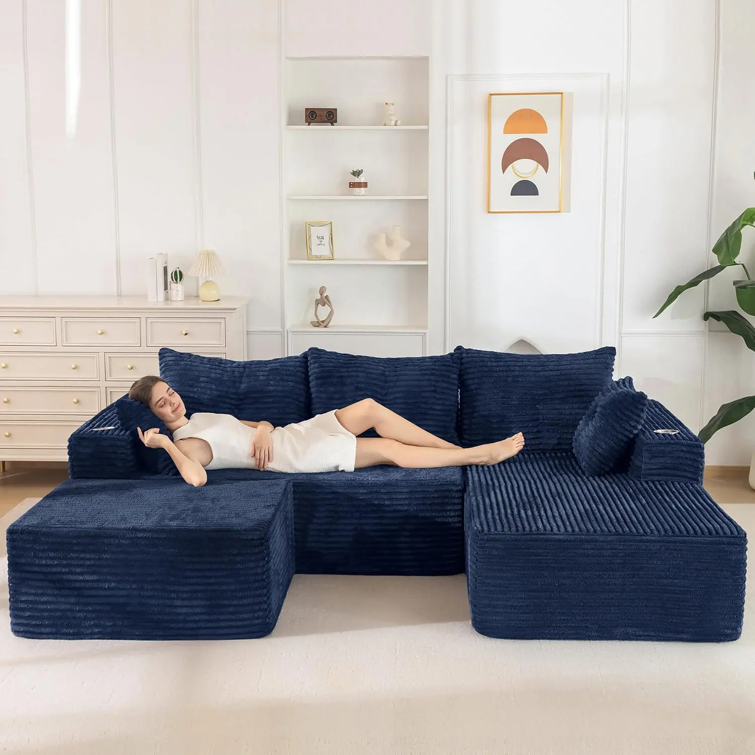 Navy U Shape-Right Facing Chaise
