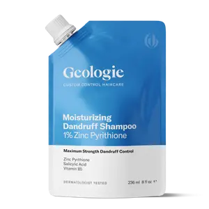 Geologie Moisturizing Dandruff Shampoo 1% Zinc Pyrithione 236 ml - Maximum Strength Dandruff Control with Salicylic Acid and Vitamin B5 - Anti-Fungus