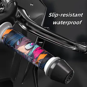 Cool Graffiti Motorcycle Handlebar Stickers, Waterproof Sunproof Durable Scratch Cover, Universal E-Bike Motorbike Grip Decals, Motor Parts Accessories